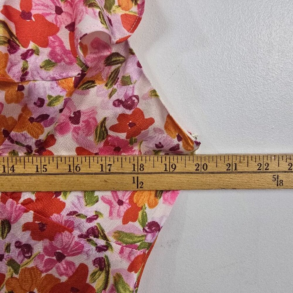 ASTR Floral Ruffle Mini Slip Dress XL Pink Orange Spring - Picture 6 of 11